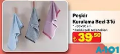 PEŞKİR KURULAMA BEZİ 3'LÜ 30X50 CM PEŞKİR KURULAMA BEZİ 3'LÜ 30X50 CM